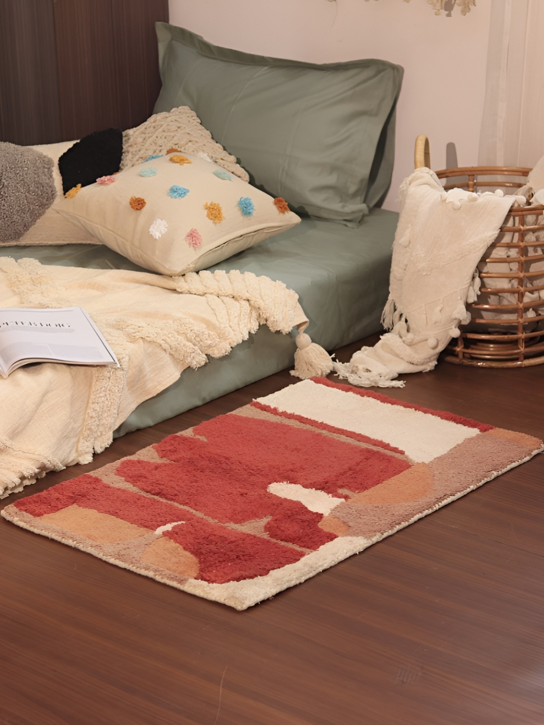 

BELLA TRUE Red & Beige Abstract Hand-Tufted Carpet