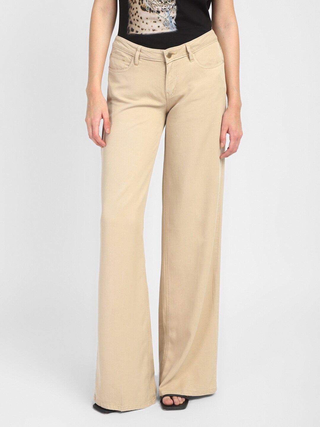 

GUESS Women Flared Knitted Palazzos, Tan