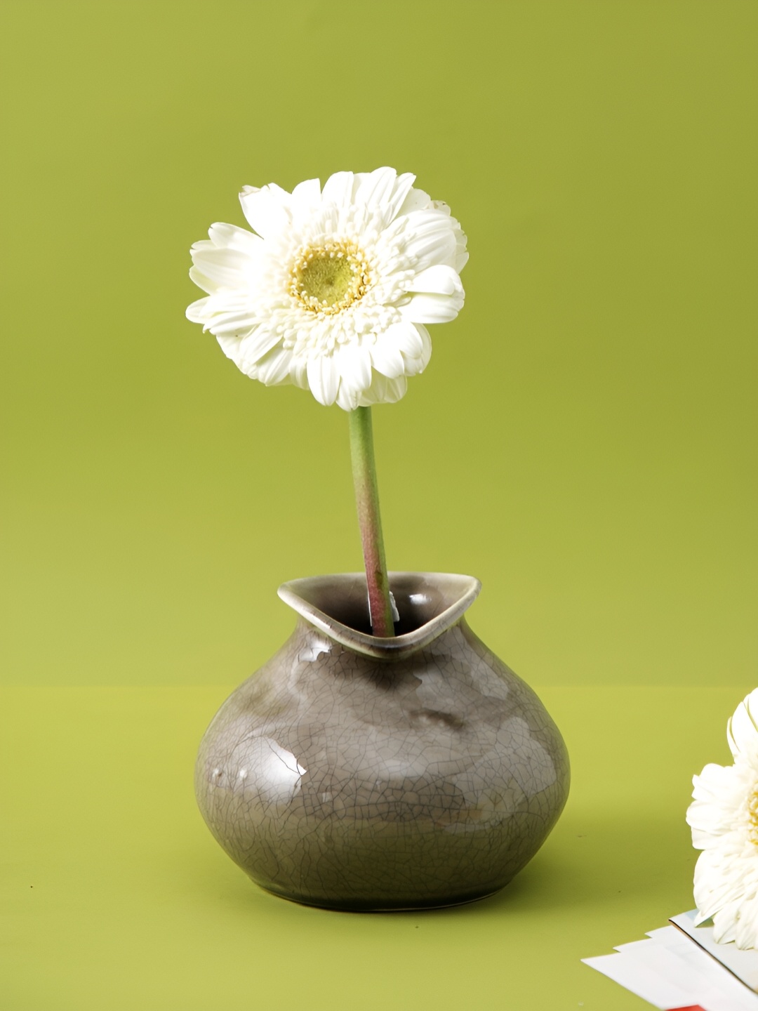 

Aura Brown Ceramic Flower Vase With Crackling Metallic Look