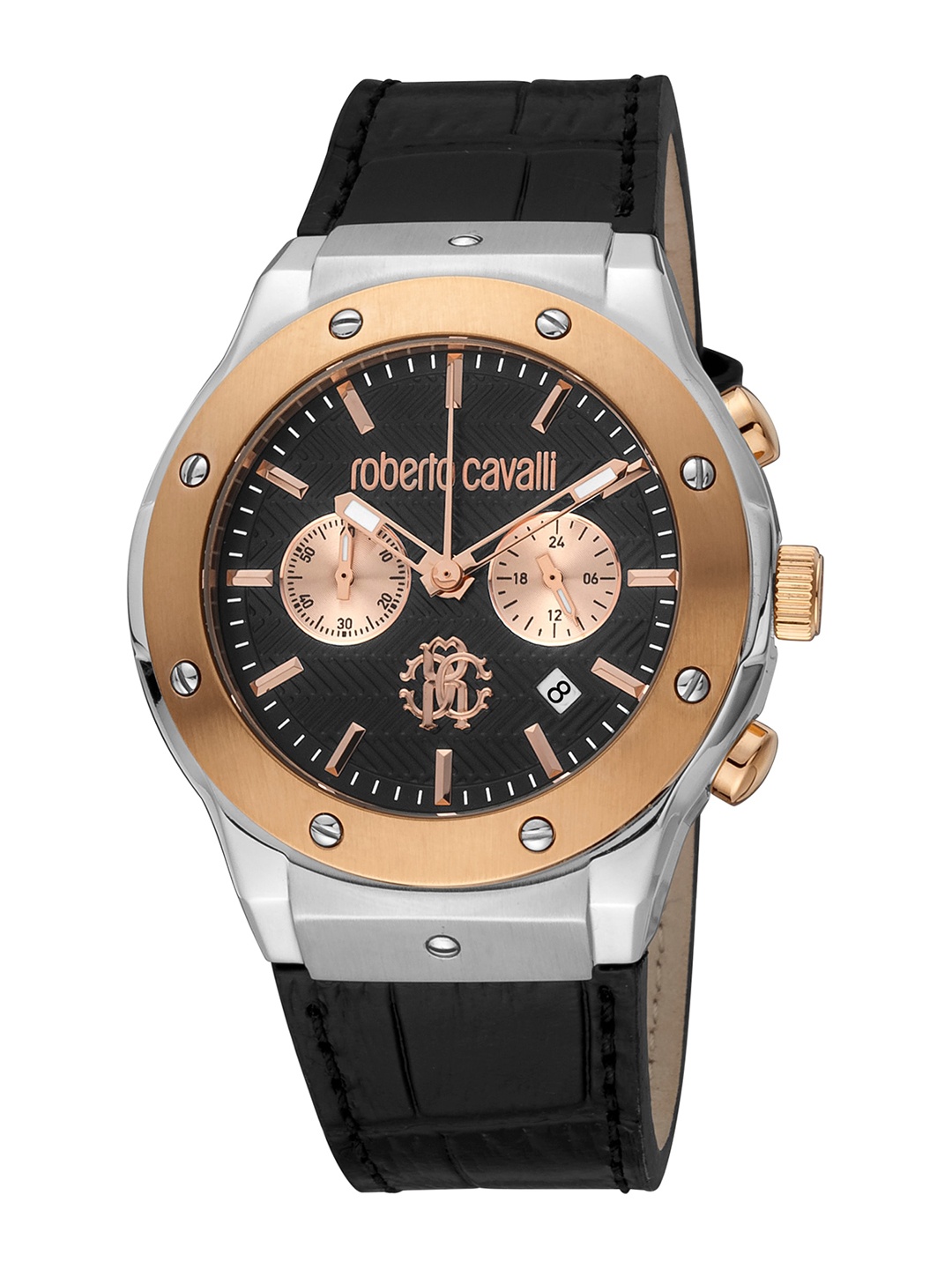 

Roberto Cavalli Men Skeleton Leather Straps Analogue Watch RC5G045L0035, Black
