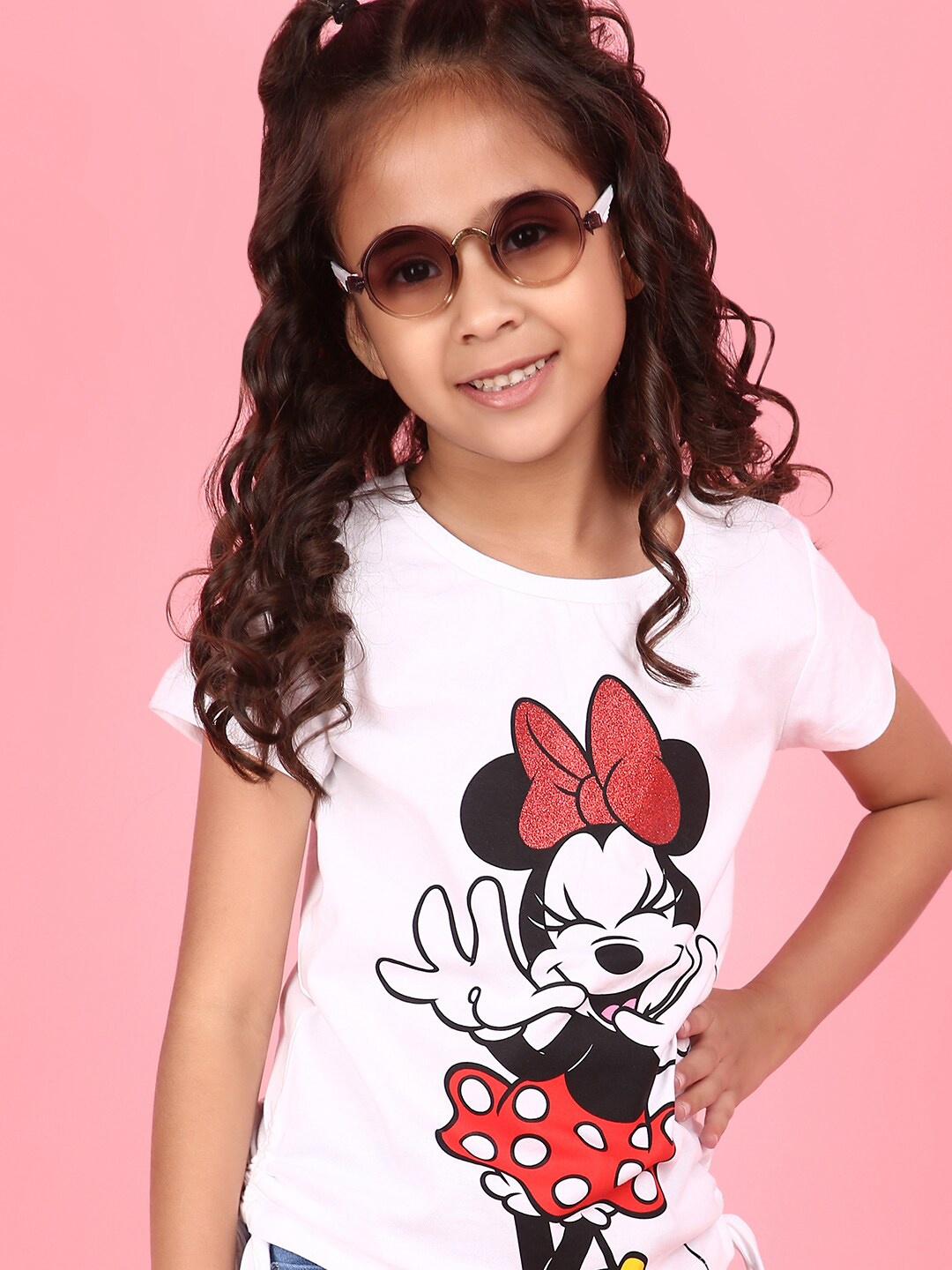 

V-Mart Girls Graphic Printed Cotton T-shirt, White