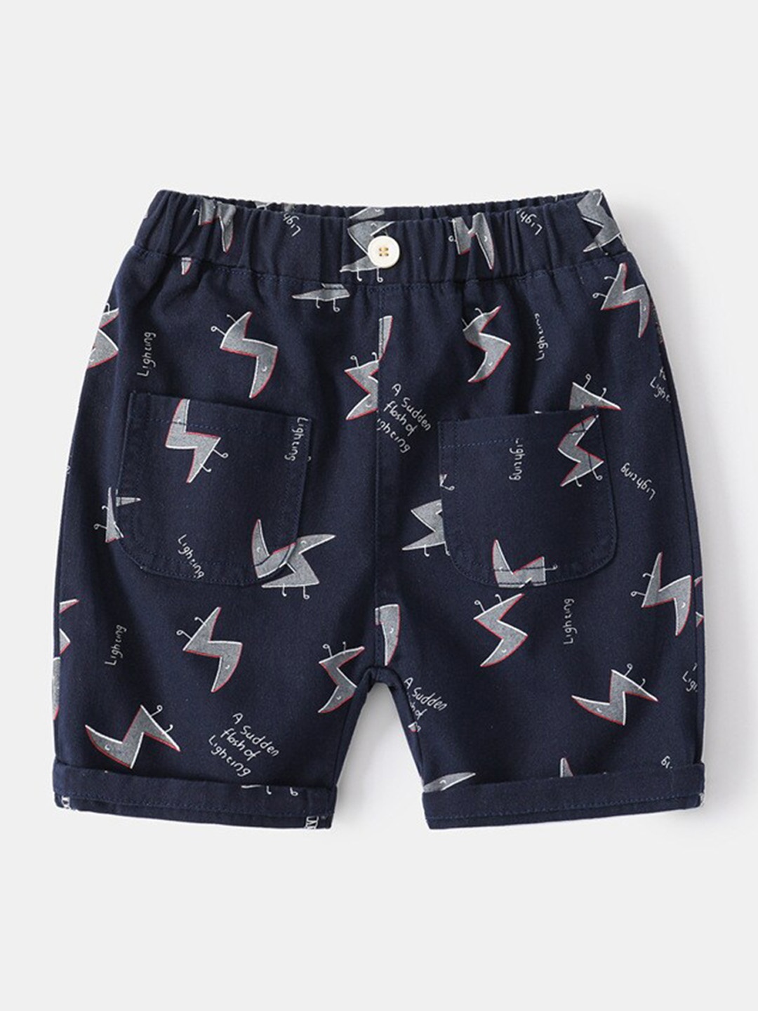 

StyleCast Boys Navy Blue Graphic Printed Mid Rise Cotton Shorts