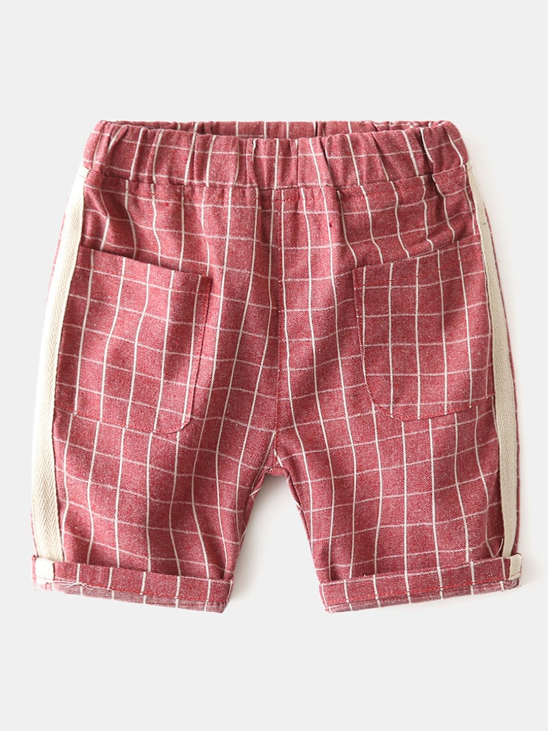 

StyleCast Boys Mid-Rise Checked Shorts, Red