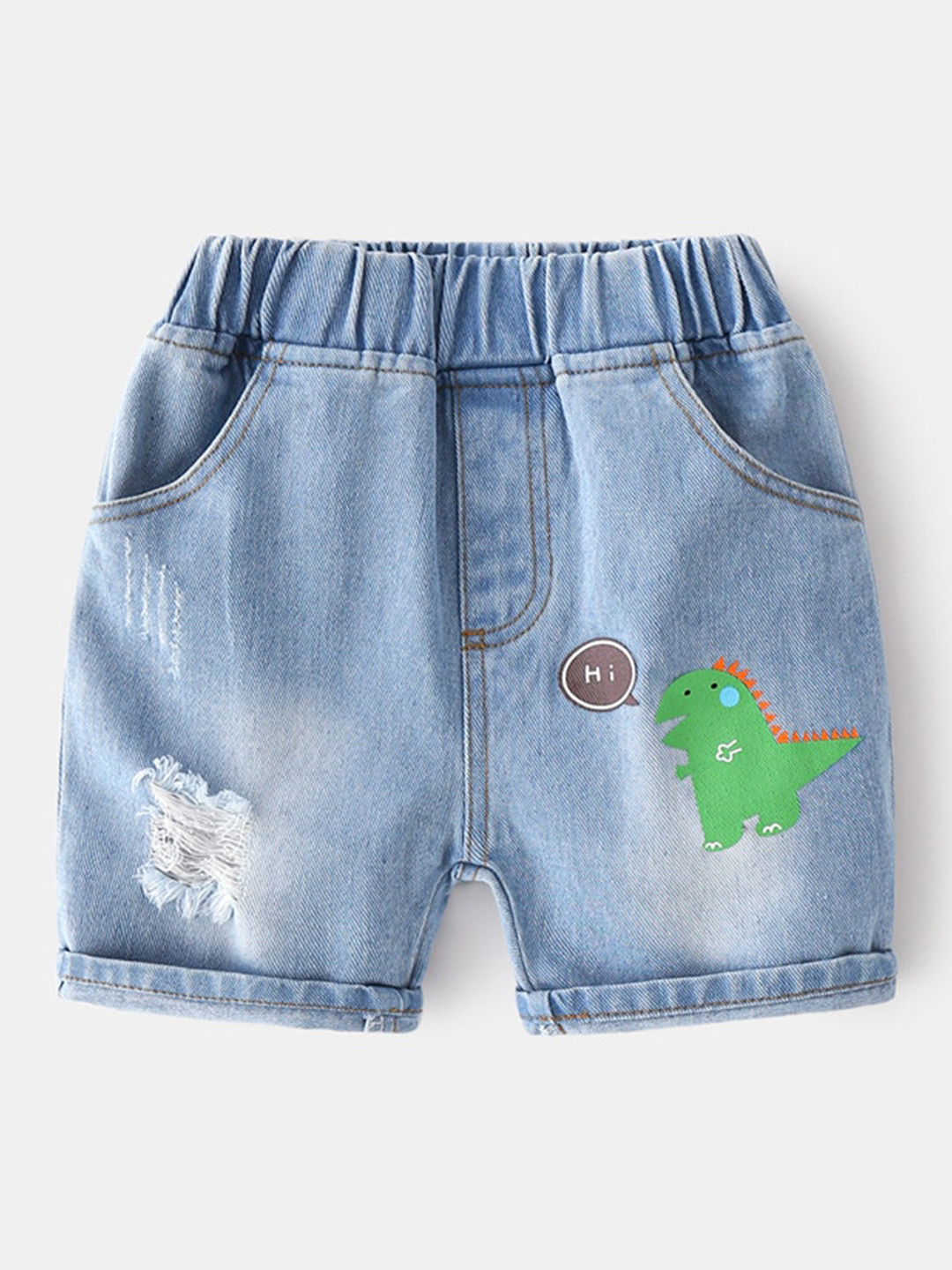 

StyleCast Boys Blue Conversational Printed Mid-Rise Regular Fit Cotton Denim Shorts