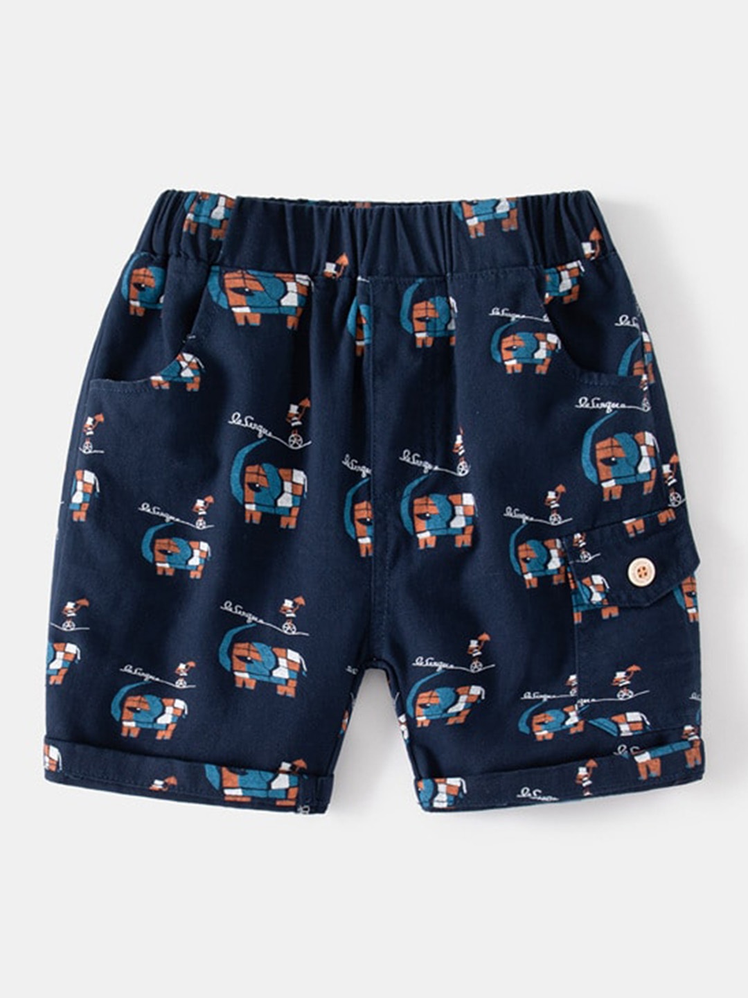 

StyleCast Blue Boys Graphic Printed Mid Rise Shorts, Navy blue