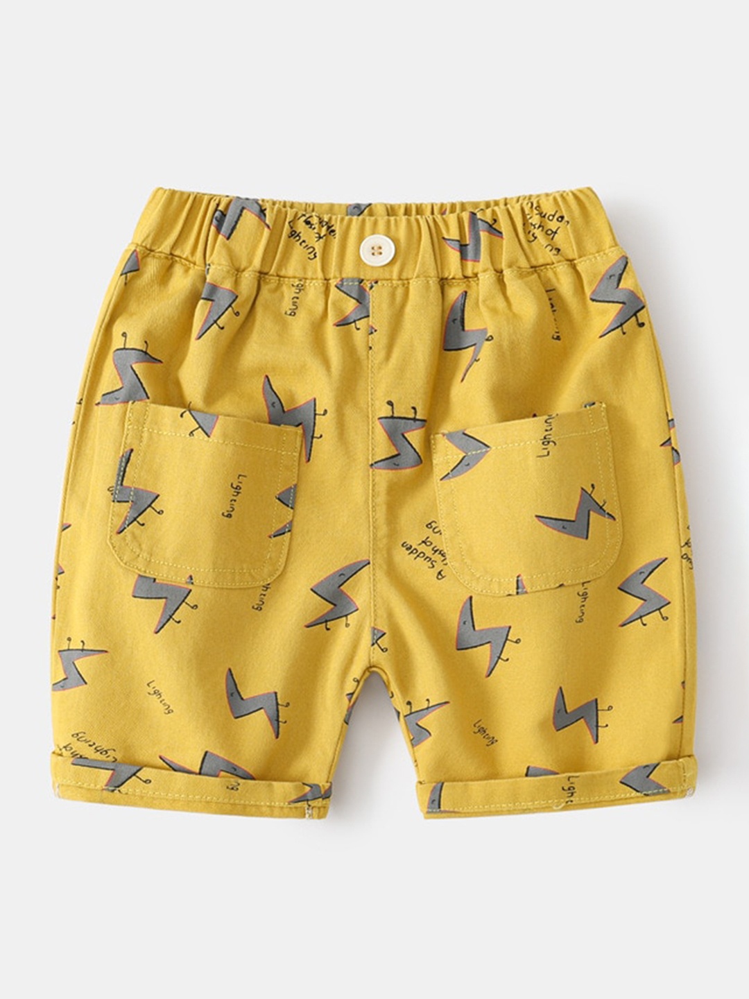 

StyleCast Boys Yellow Gaphic Printed Mid-Rise Regular Fit Cotton Shorts