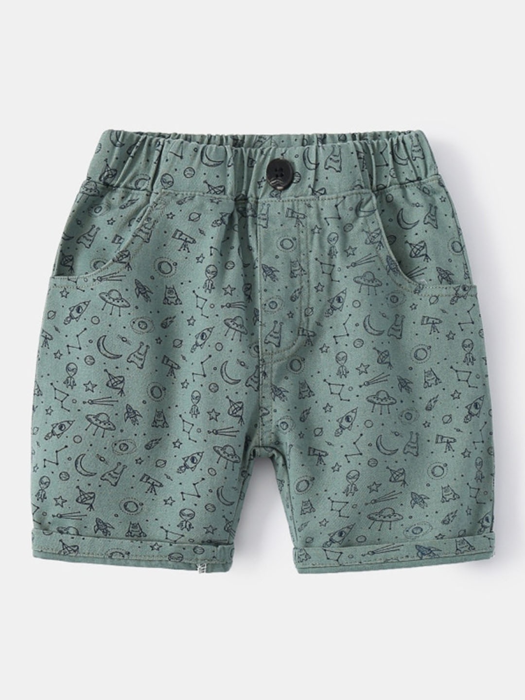 

StyleCast Boys Green Graphic Printed Mid Rise Shorts