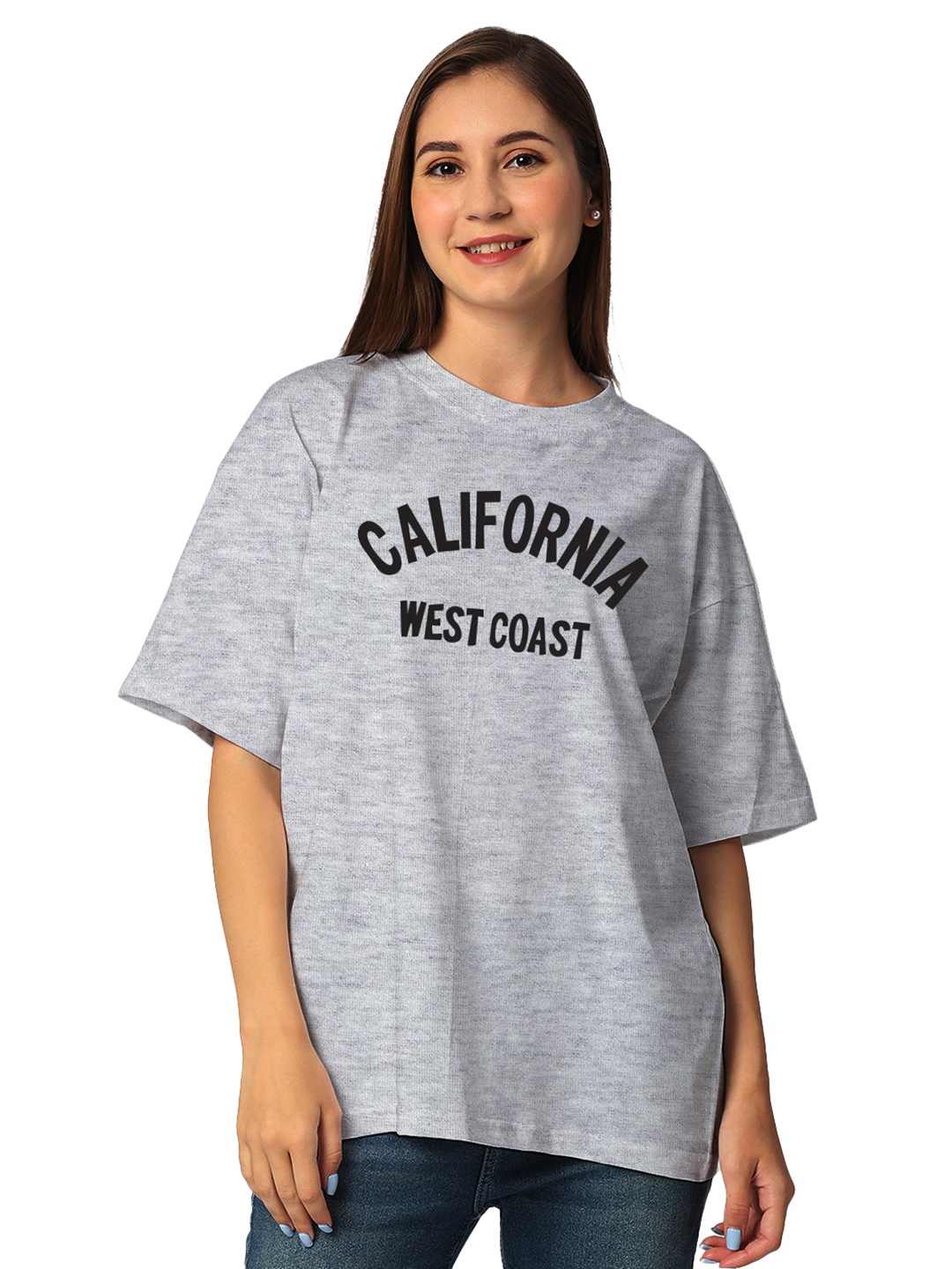 STATUS MANTRA Typography Printed Cotton T-shirt, Grey