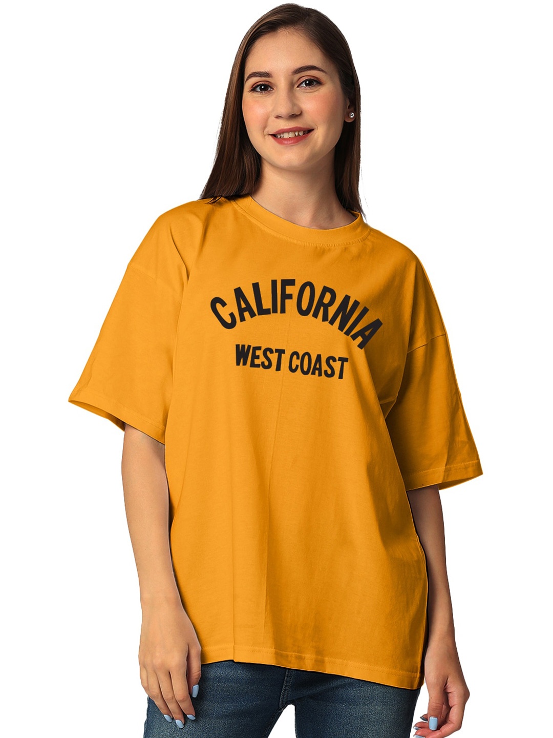 

STATUS MANTRA Typography Printed Cotton T-shirt, Yellow