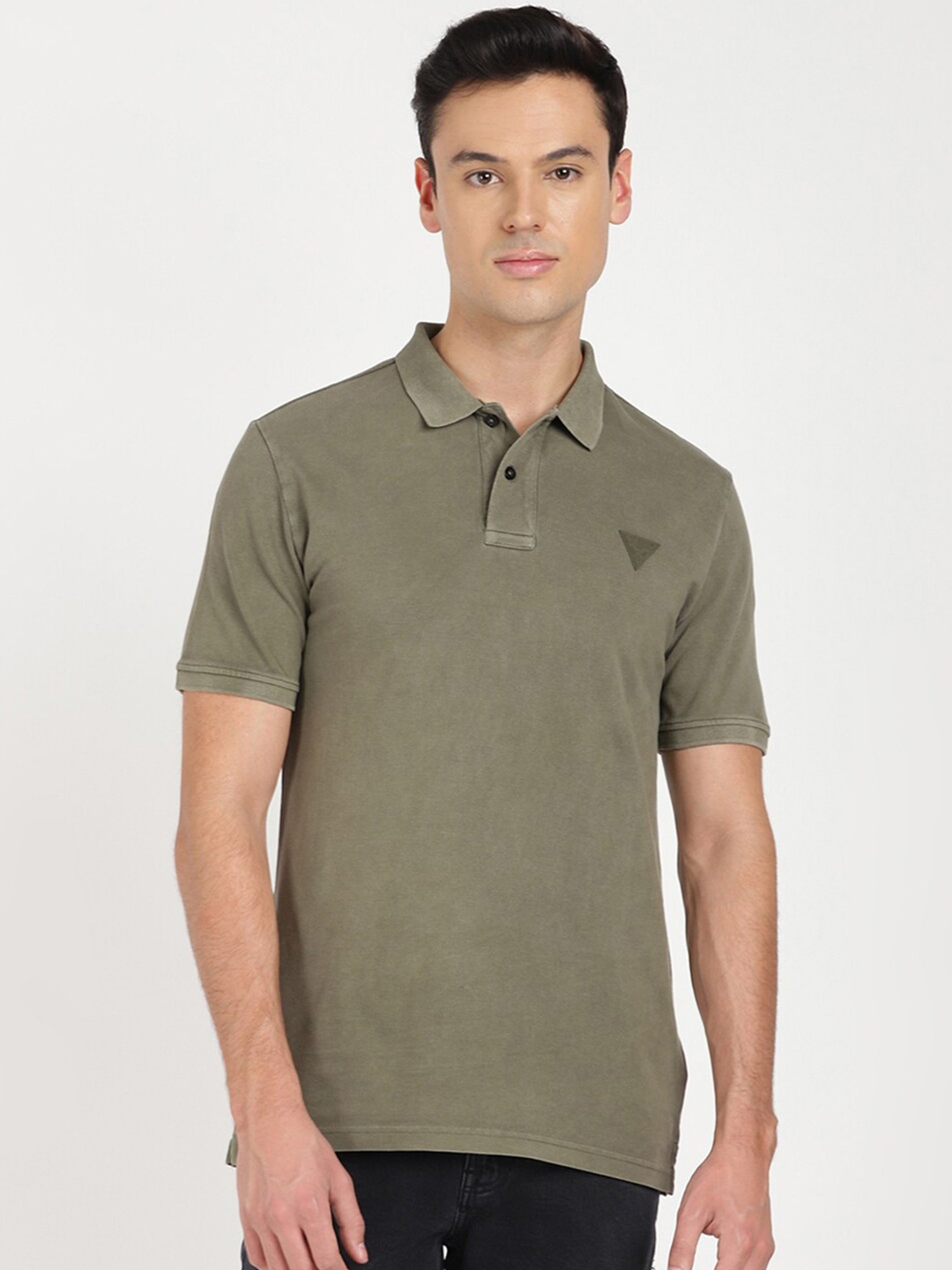 

GUESS Polo Collar Cotton Regular Fit T-shirt, Khaki