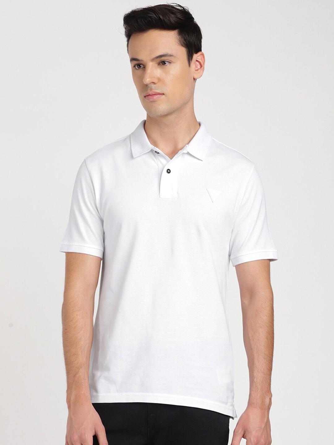 

GUESS Polo Collar Cotton T-shirt, White