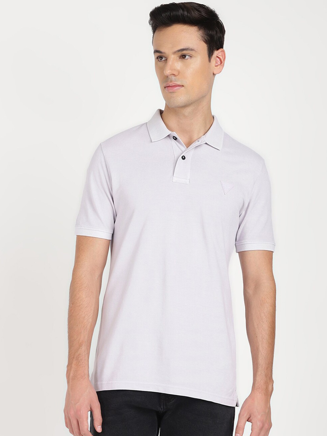 

GUESS Polo Collar Cotton Regular Fit T-shirt, Lavender