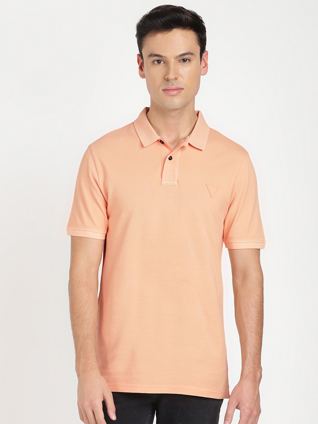 

GUESS Polo Collar Pure Cotton Regular Fit T-shirt, Orange