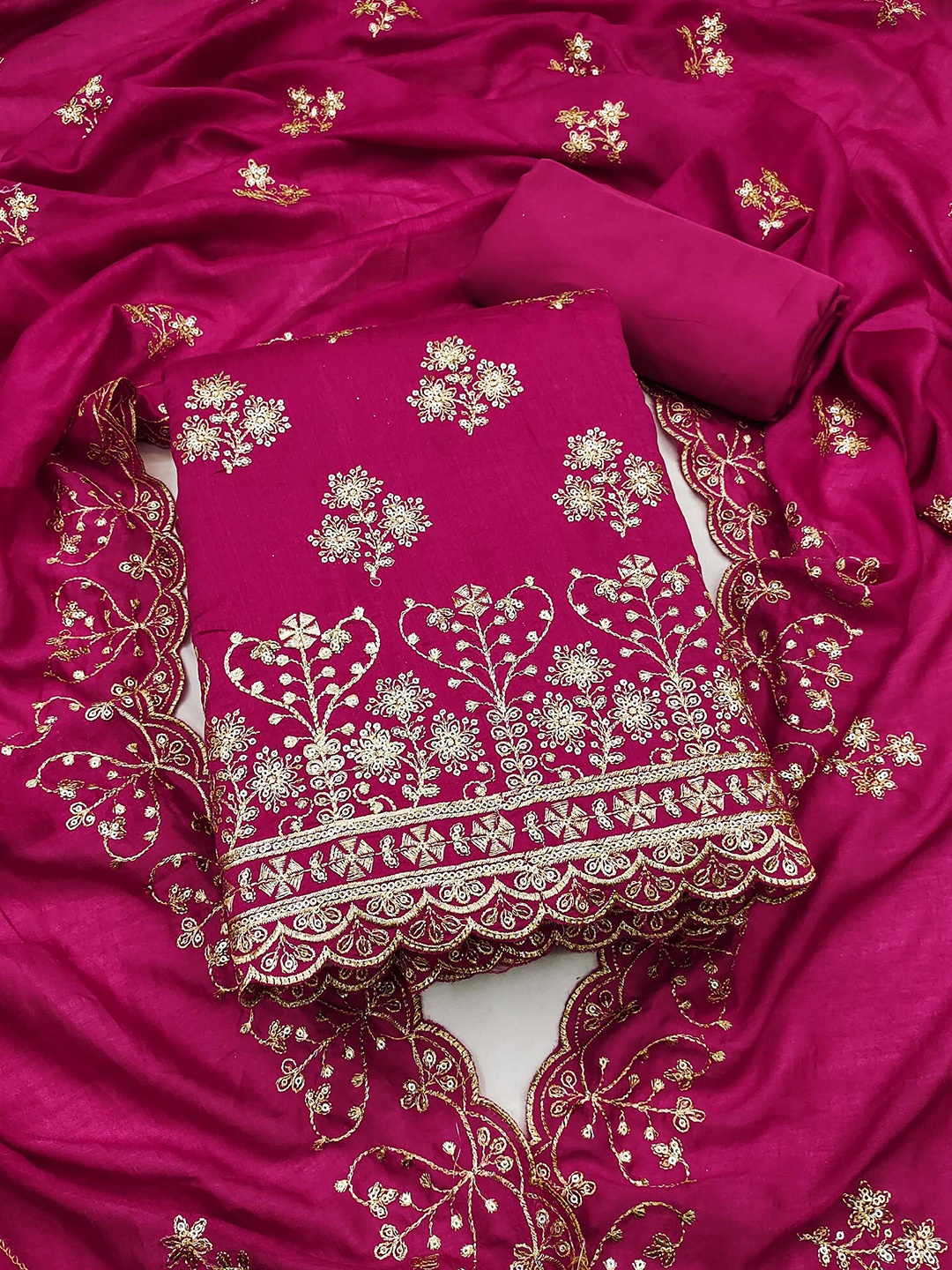 

Panzora Embroidered Unstitched Dress Material, Pink