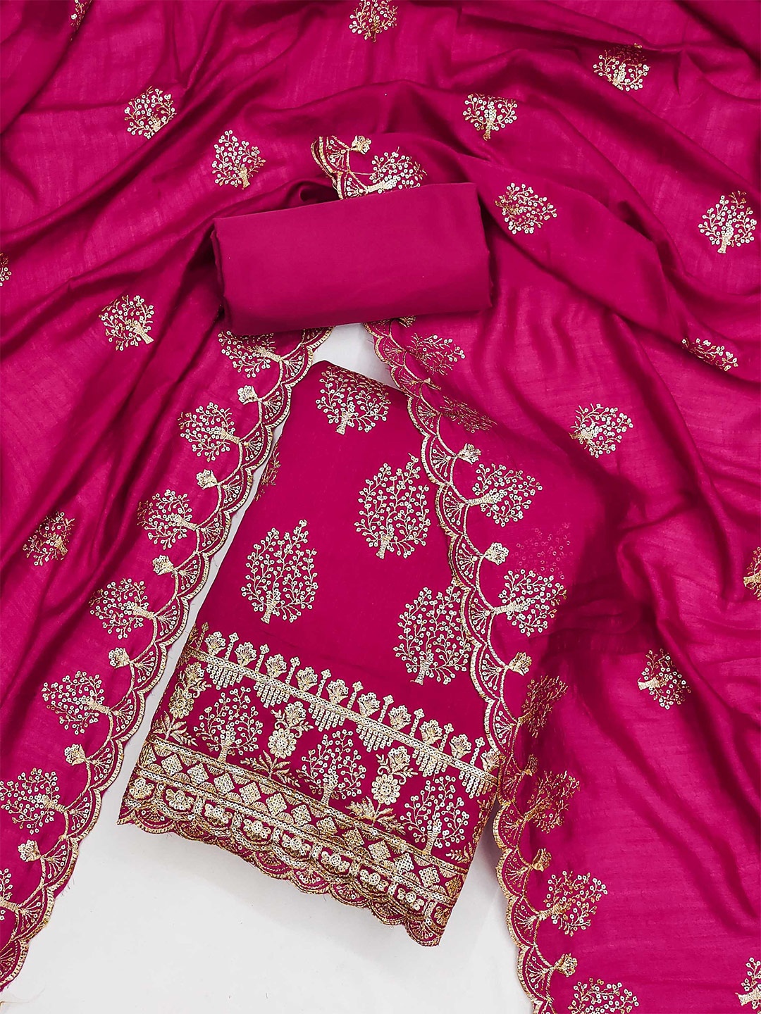 

Panzora Embroidered Unstitched Dress Material, Pink