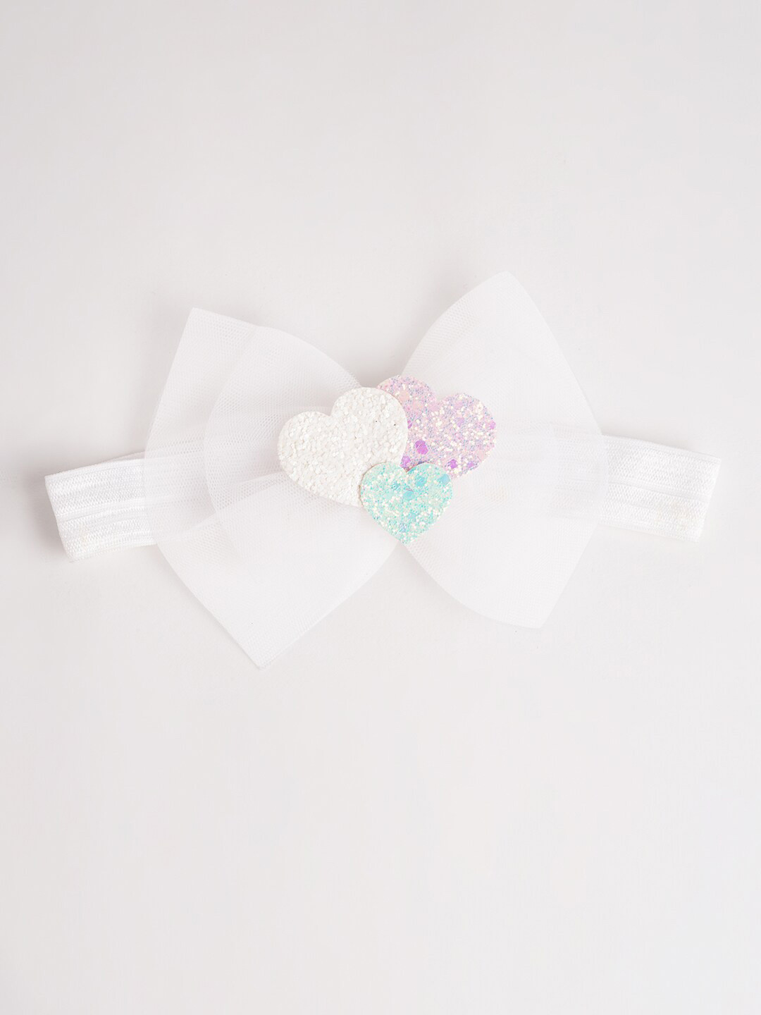 

RIBBON CANDY Infant Girls Glitter Stars & Hearts Bow Hairband, White