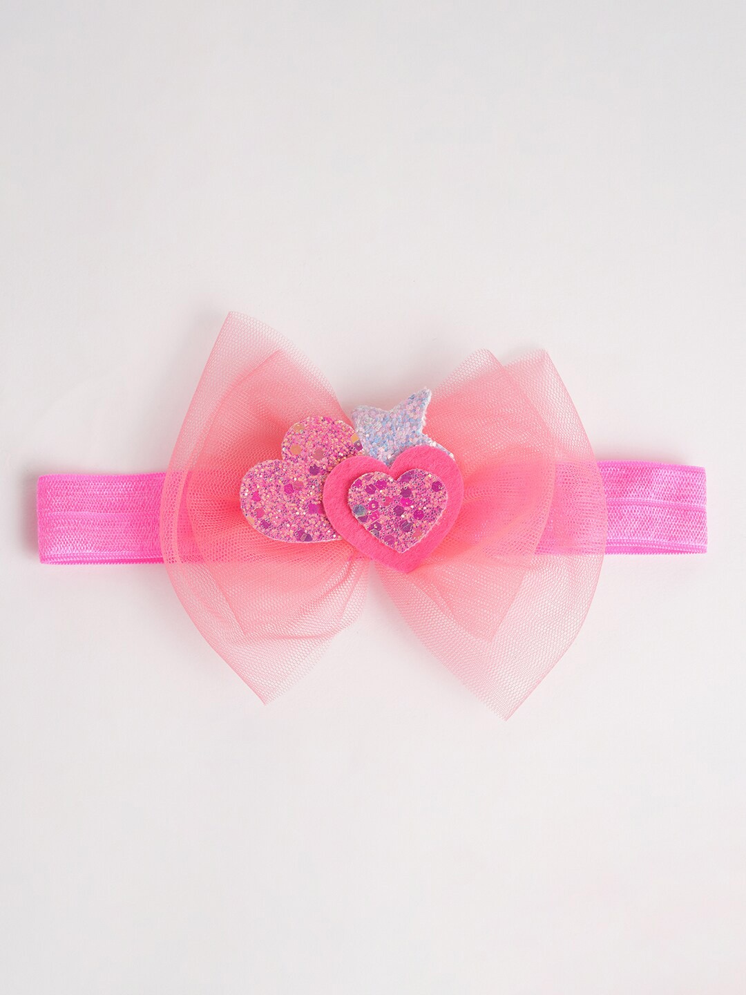 

RIBBON CANDY Infant Girls Glitter Stars & Hearts Bow Hairband, Pink