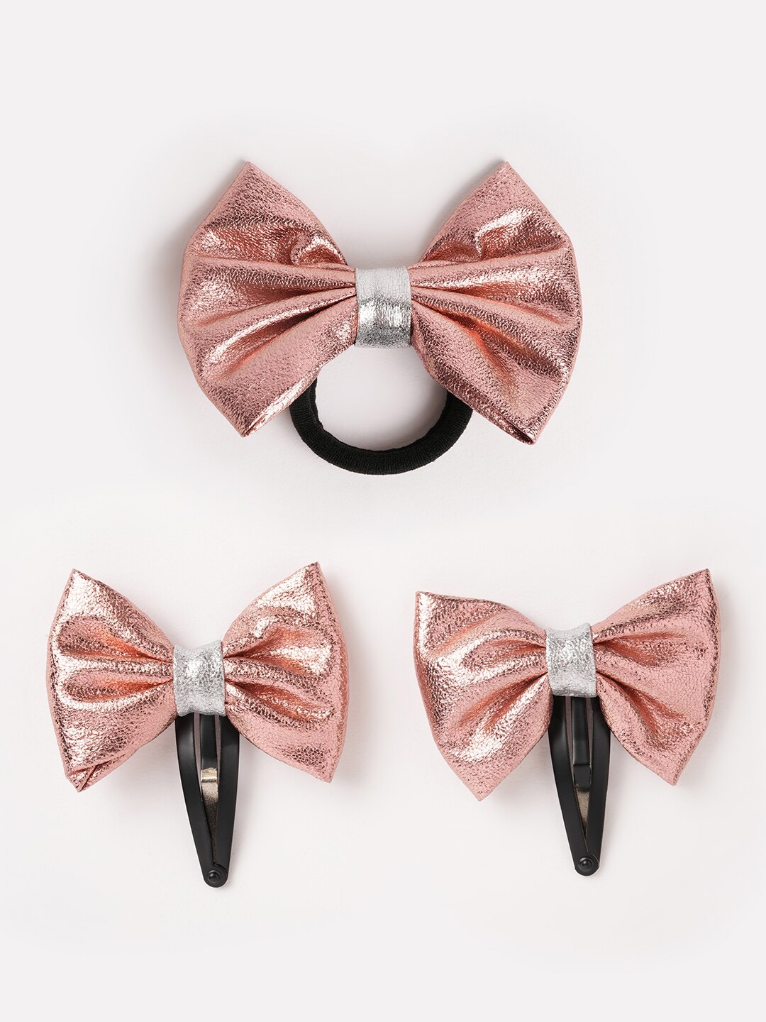 

RIBBON CANDY Girls Set of 3 Tic Tac Hair Clips, Rose gold
