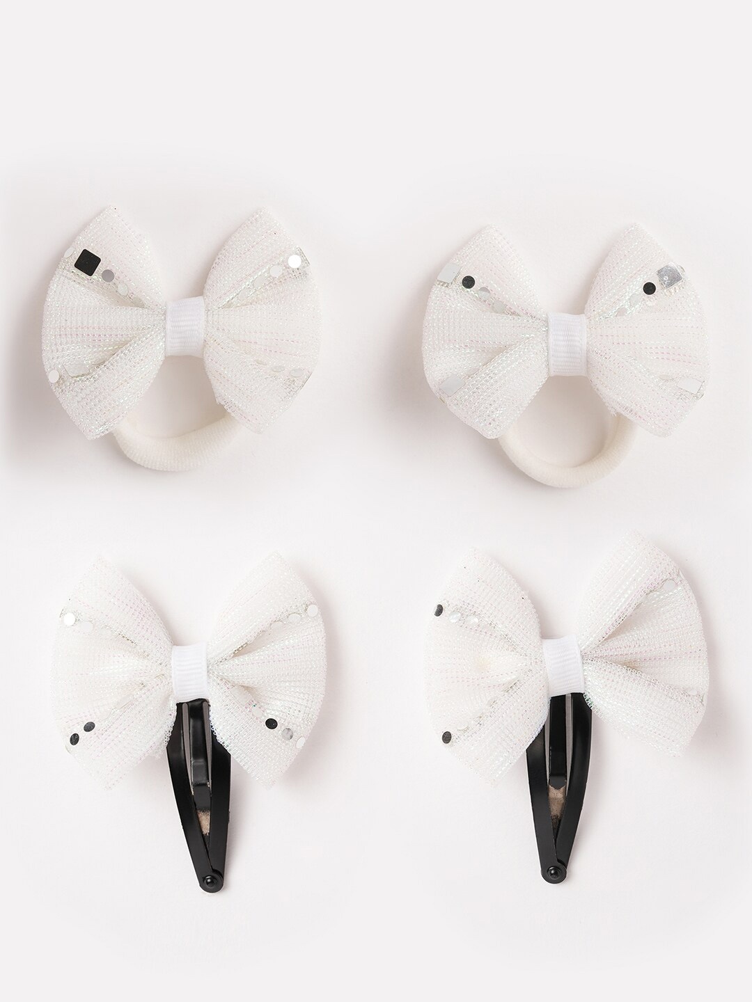 

RIBBON CANDY Girls Set of 4 Tic Tac Hair Clips, White