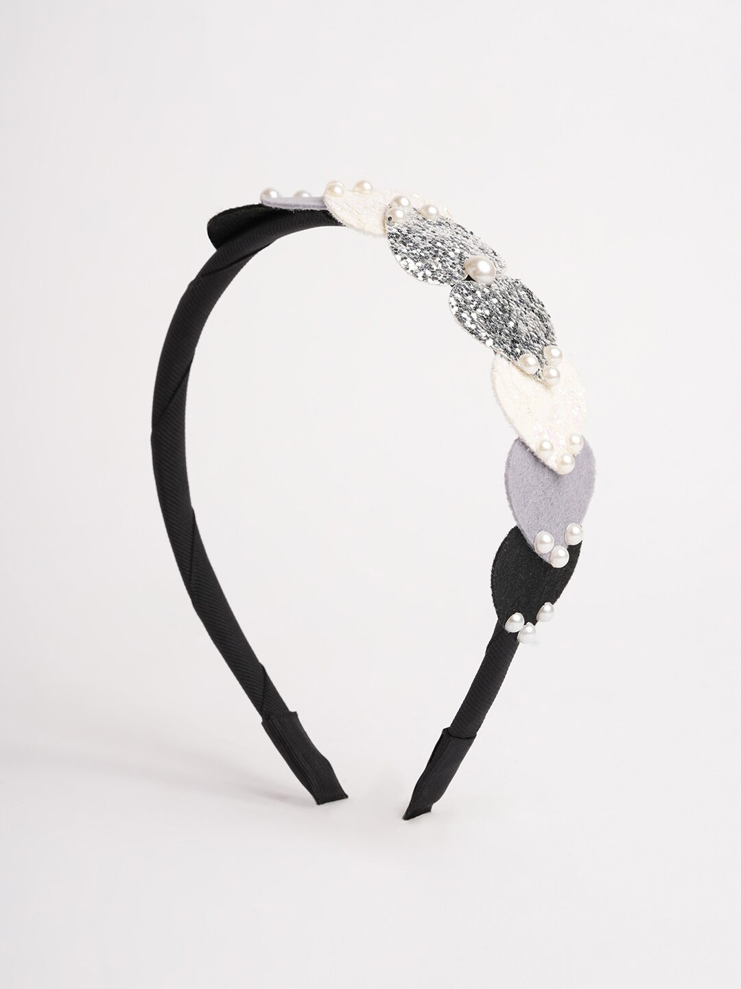 

RIBBON CANDY Girls Hearts and Pearl Detailing Hairband, Black