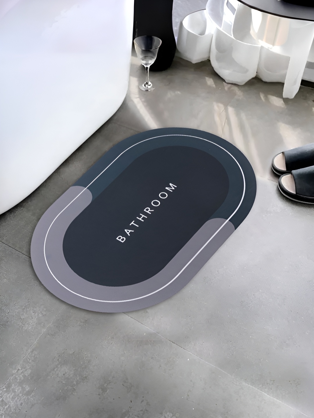 

UMAI Grey Printed 240 GSM Anti-Skid Bath Mat