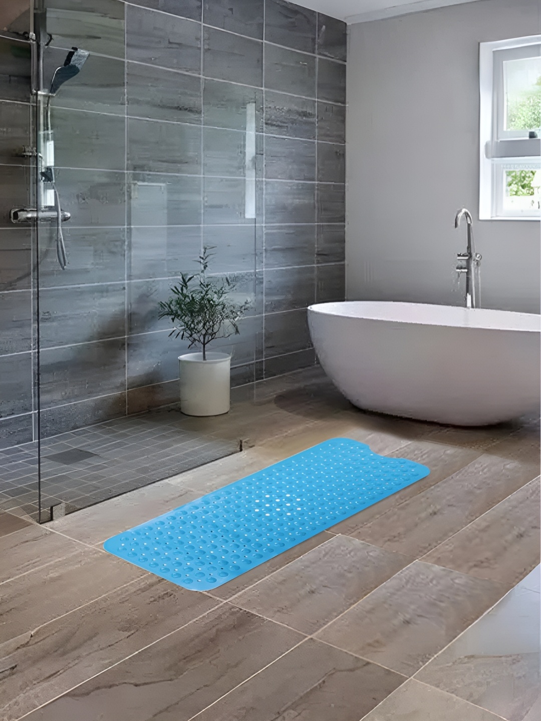 

UMAI Blue Textured 240 GSM Anti-Skid Bath Mat