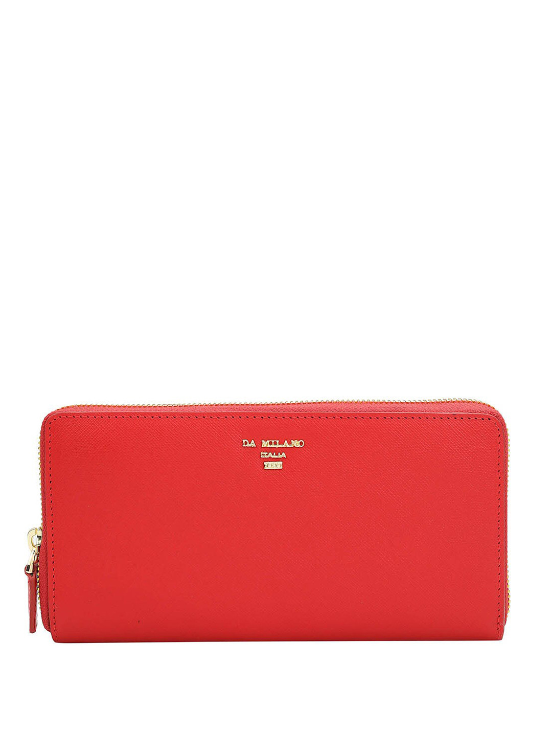 

Da Milano Textured Leather Zip Around Wallet, Red