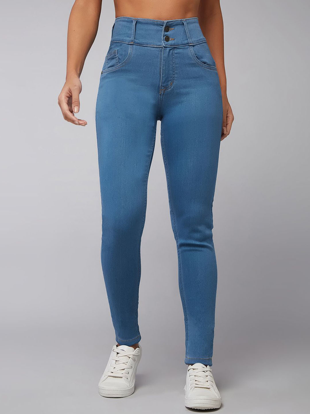 

DOLCE CRUDO Women Skinny Fit Clean Look High-Rise Stretchable Jeans, Blue