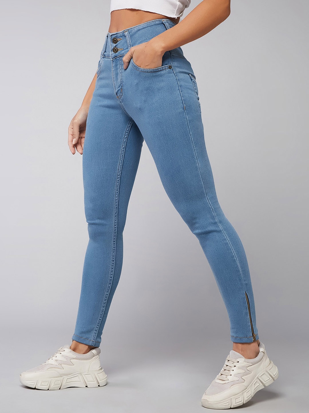 

DOLCE CRUDO Women Blue Skinny Fit High-Rise Clean Look Stretchable Jeans