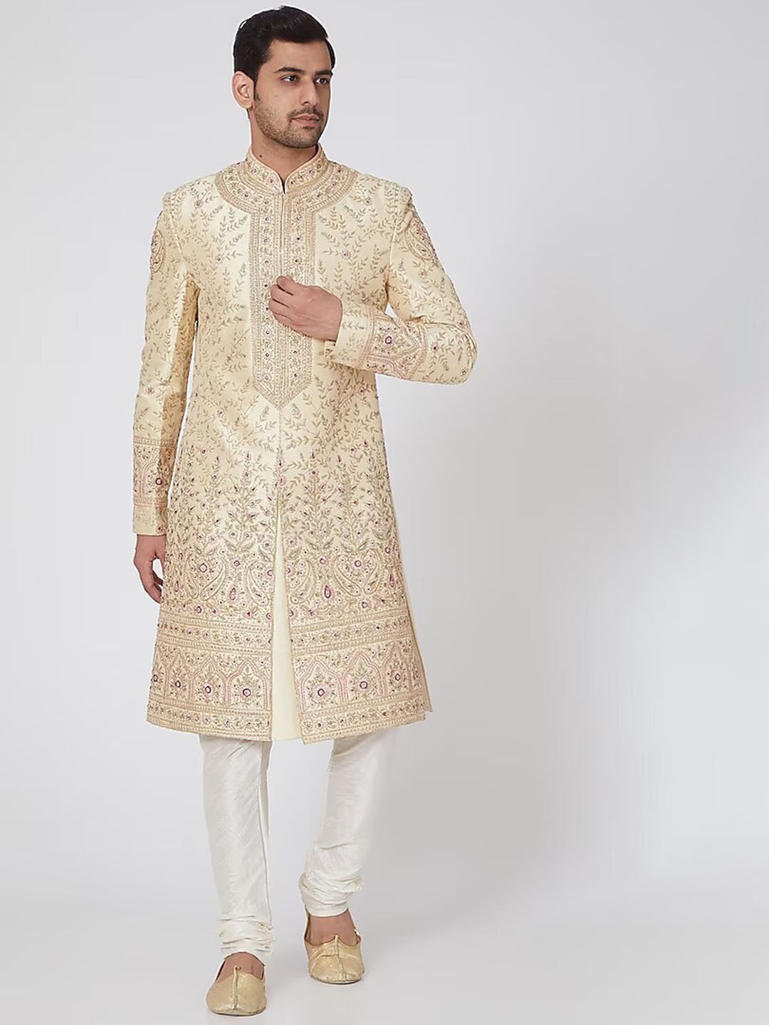 

RNG Safawala Embroidered Sherwani Set, Beige