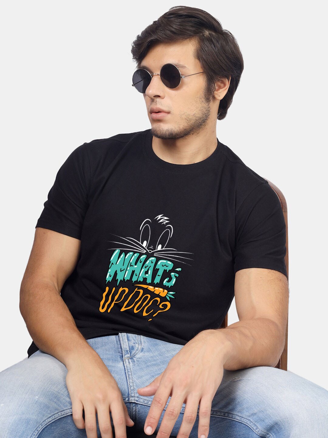 

Greylongg Typography Round Neck Short Sleeves T-shirt, Black