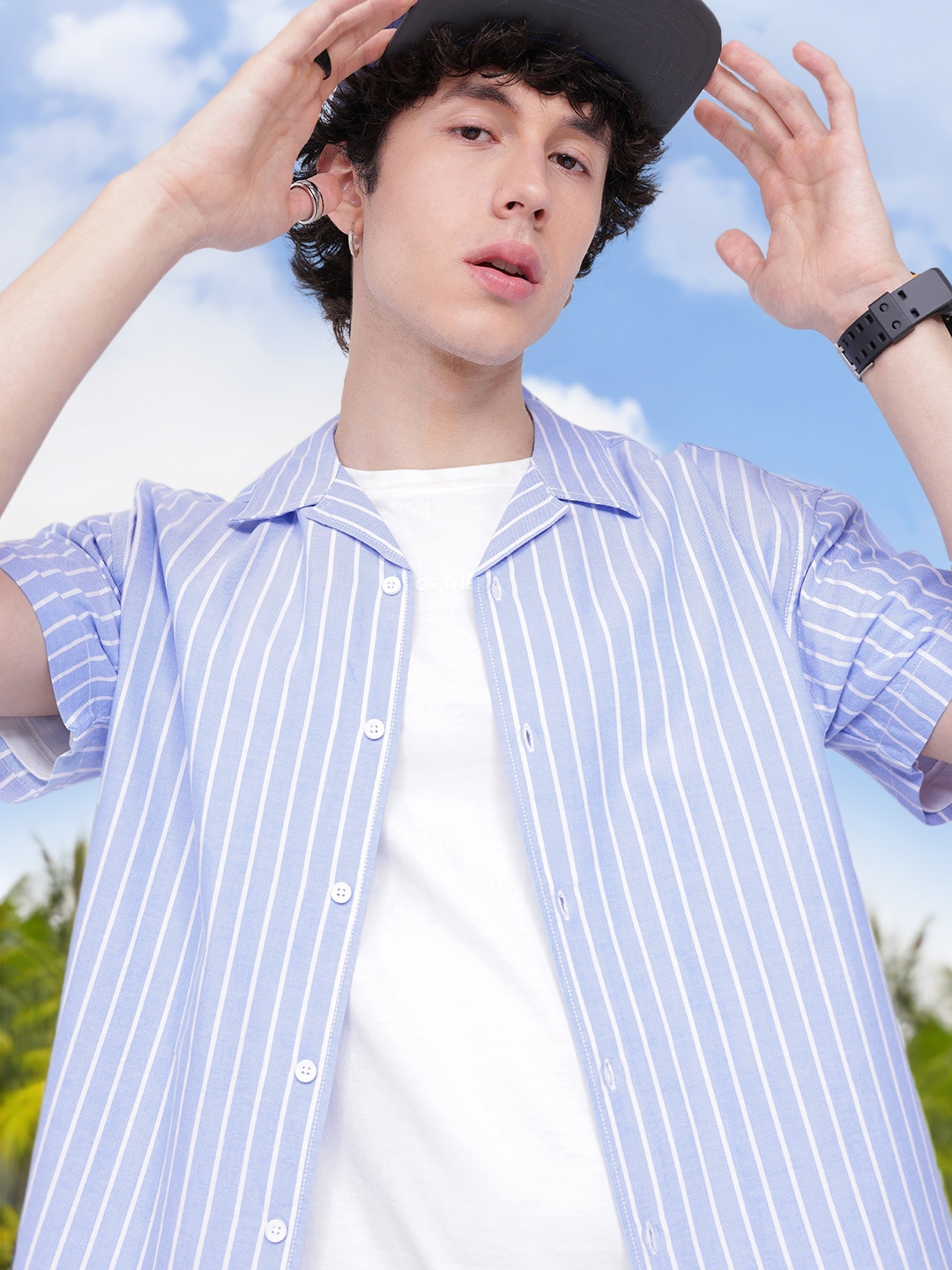 

Kook N Keech Modern Marine Striped Oversized Shirt, Blue