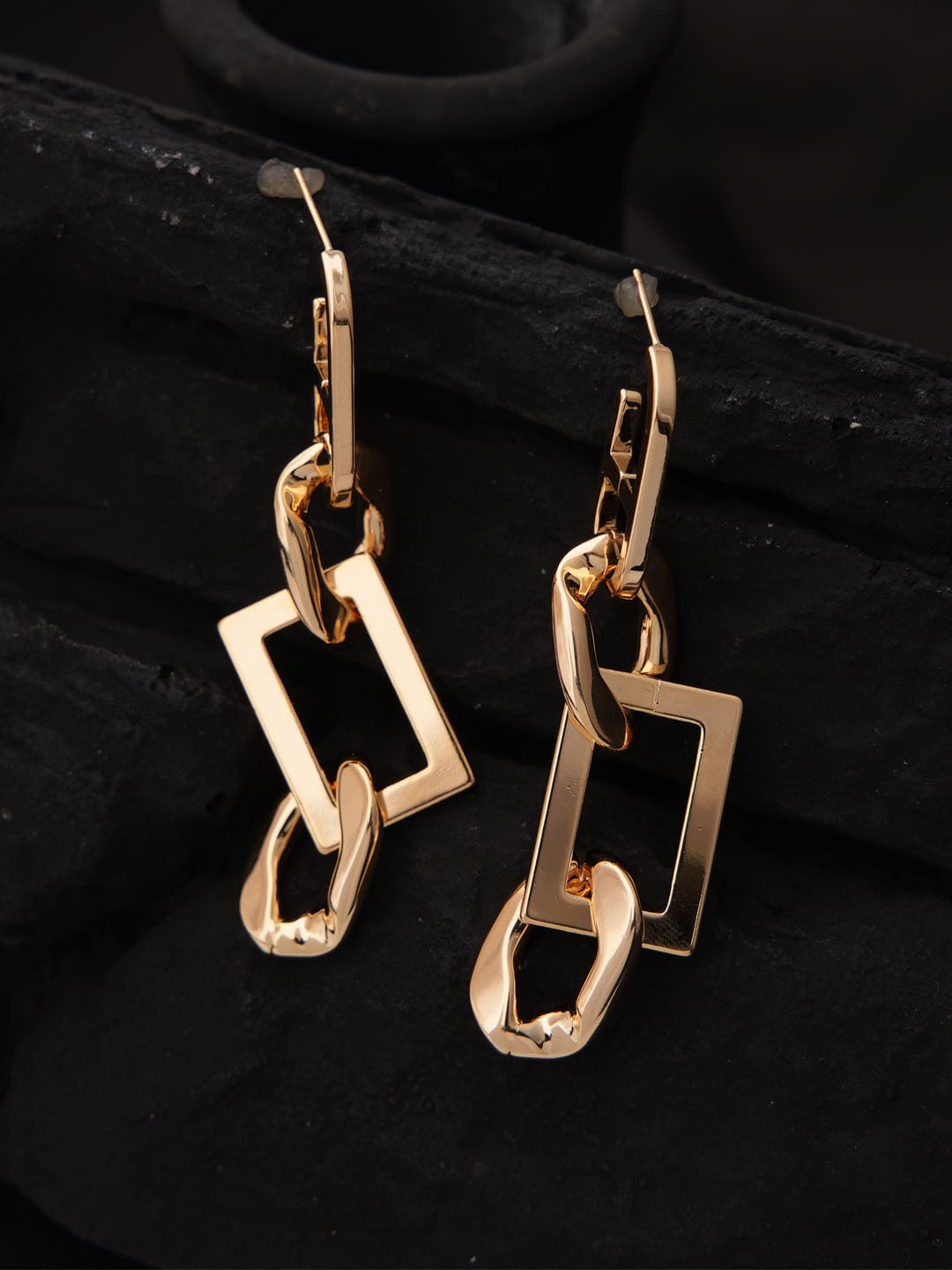 

SWASHAA Adde 18KT Gold-Plated Stainless Steel Contemporary Drop Earrings
