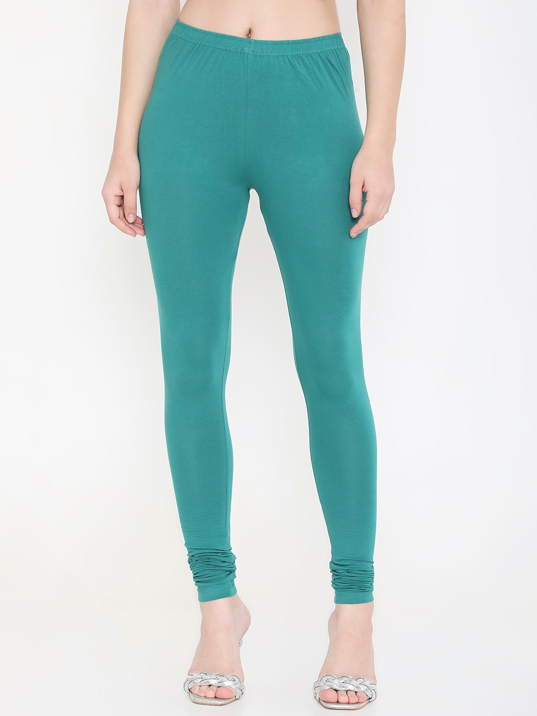 

Feelings Slim Fit Cotton Churidar Length Leggings, Teal