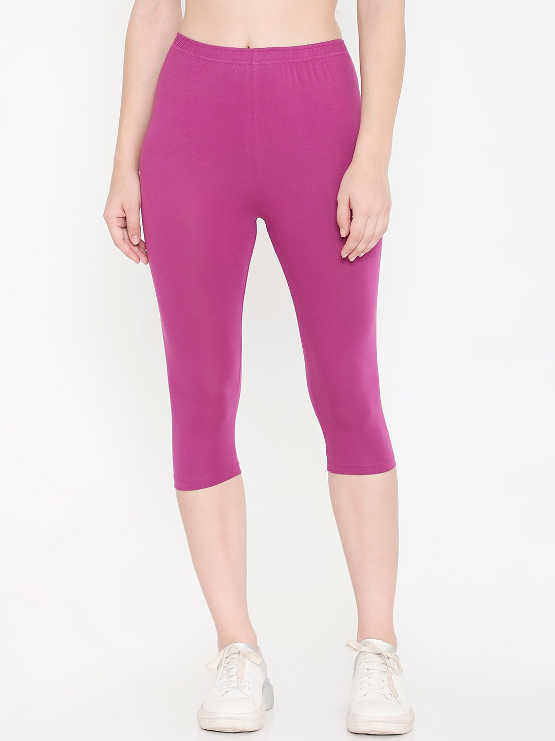 Feelings Slim-Fit Cotton Mid-Rise Capri, Purple