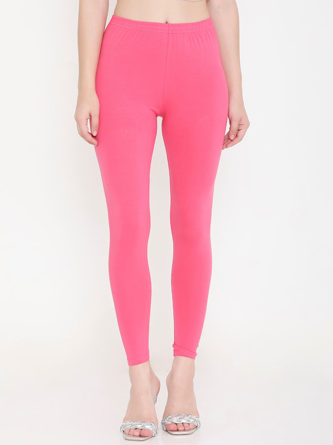 Feelings Slim Fit Cotton Ankle Length Leggings, Pink
