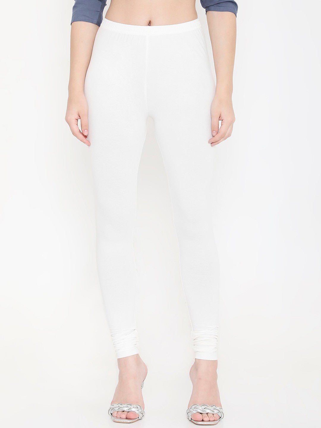 

Feelings Slim Fit Cotton Churidar Length Leggings, White