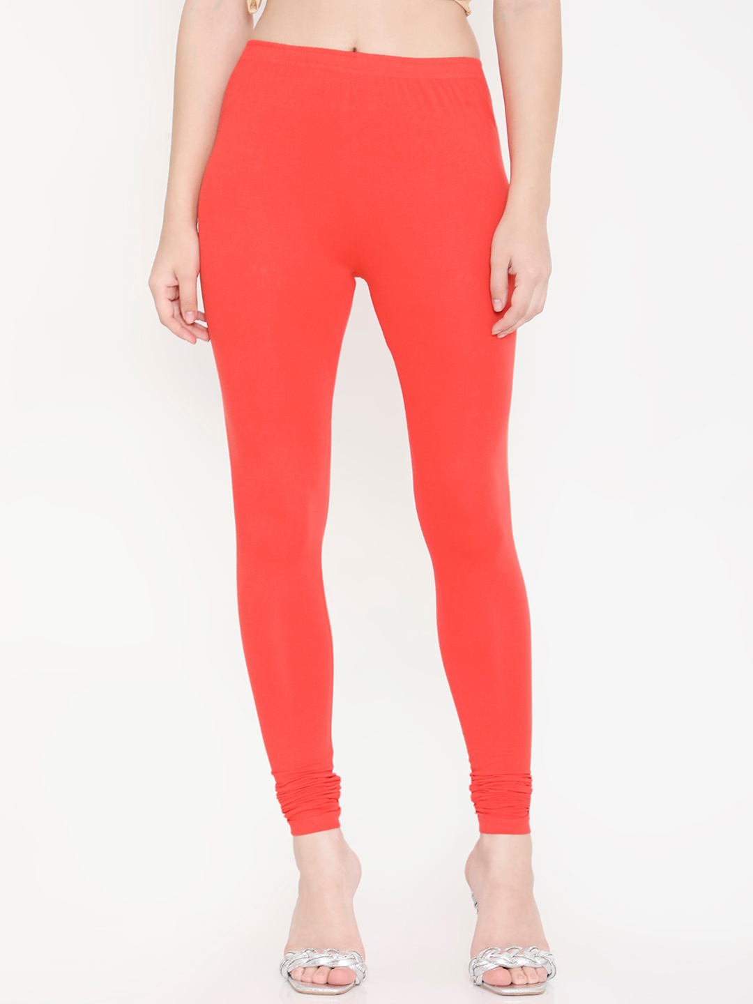 

Feelings Slim Fit Cotton Churidar Length Leggings, Orange