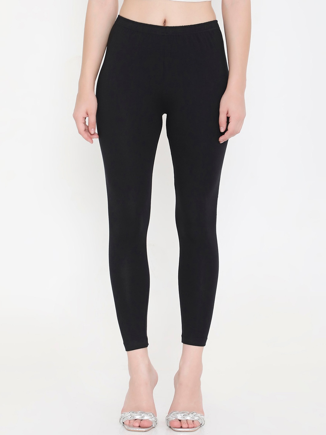 Feelings Slim Fit Cotton Ankle Length Leggings, Black