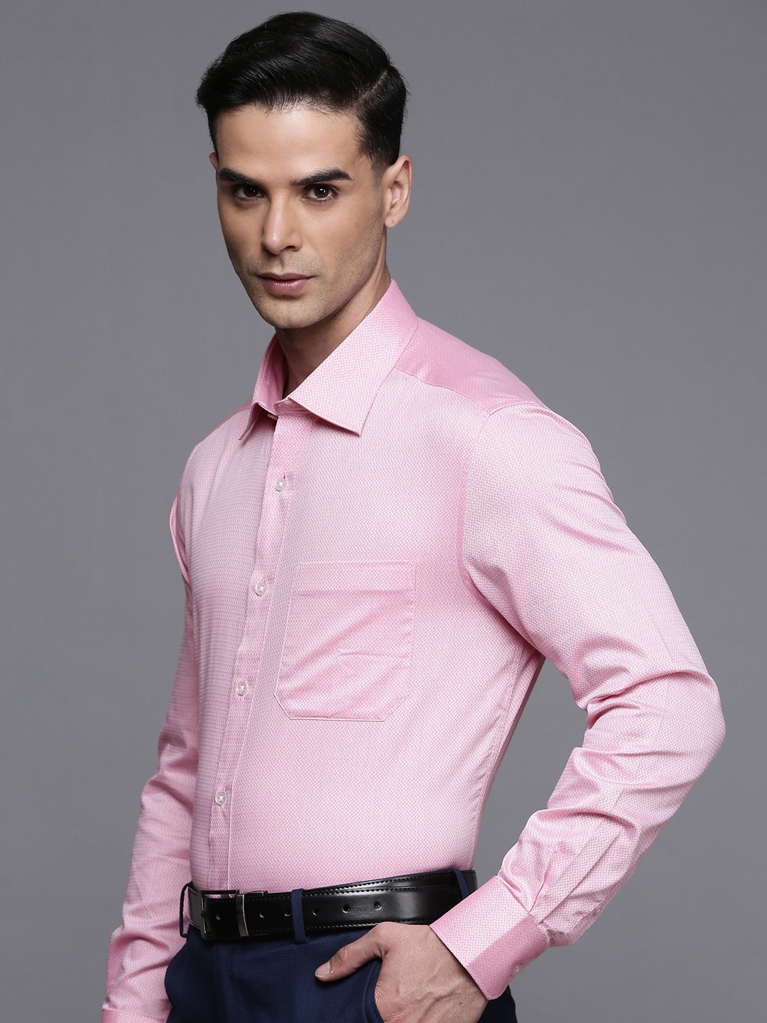 

Louis Philippe Self Design Classic Fit Pure Cotton Formal Shirt, Pink