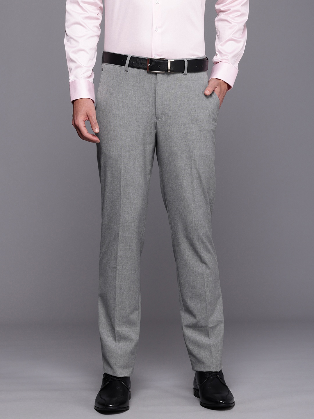 

Louis Philippe Men Slim Fit Formal Trousers, Grey