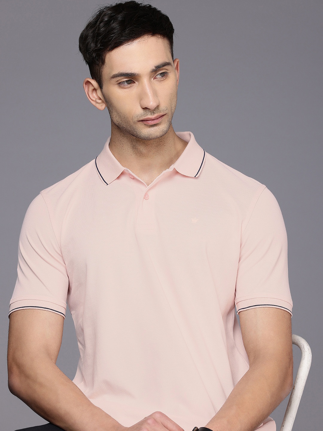

Louis Philippe Polo Collar T-shirt, Pink