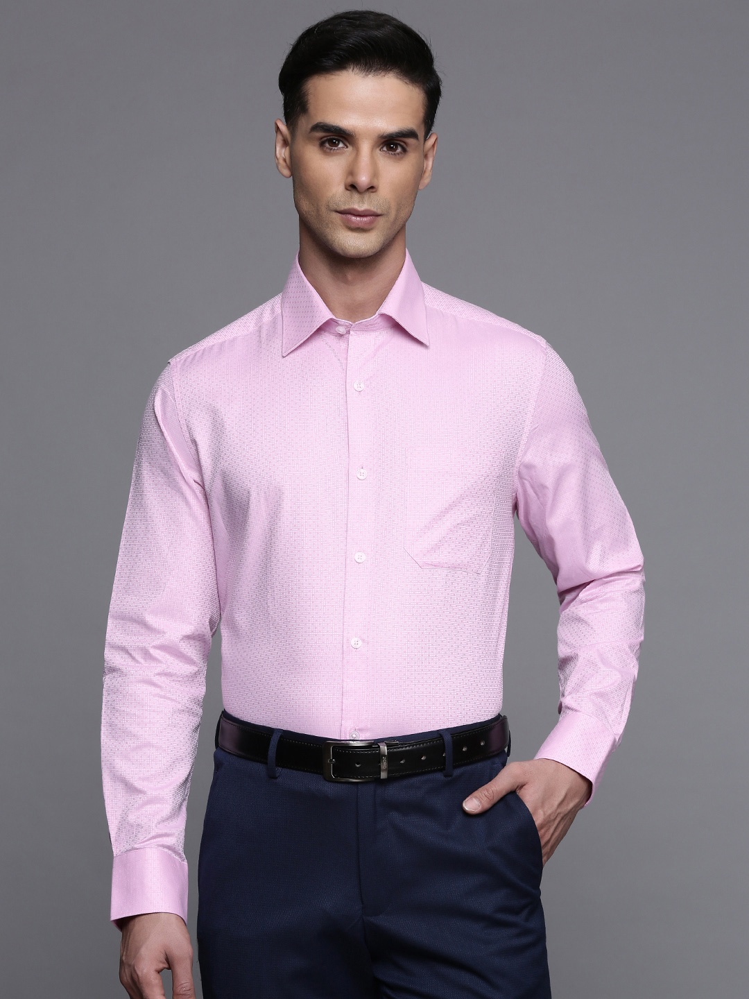 

Louis Philippe Self Design Classic Fit Pure Cotton Formal Shirt, Pink