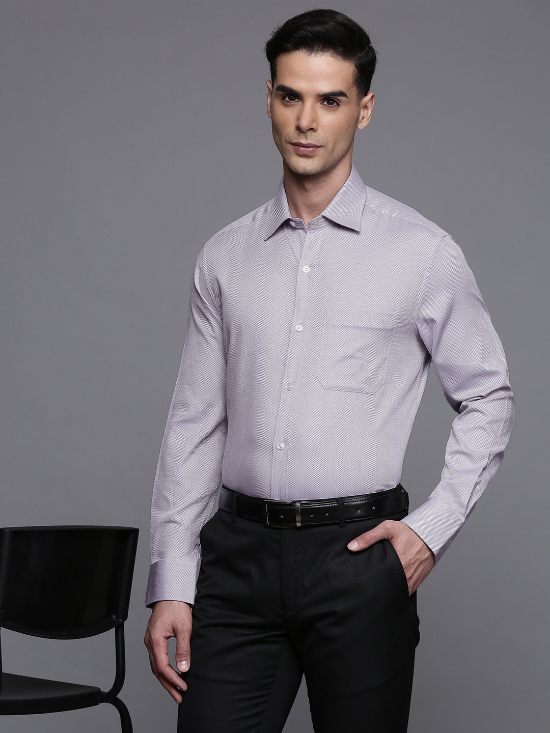 

Louis Philippe Men Classic Fit Pure Cotton Formal Shirt, Grey
