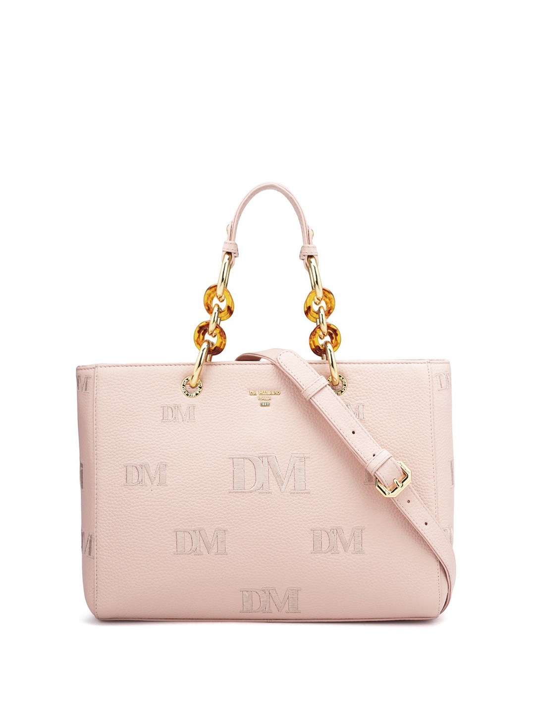 

Da Milano Embroidered Leather Structured Handheld Bag, Pink