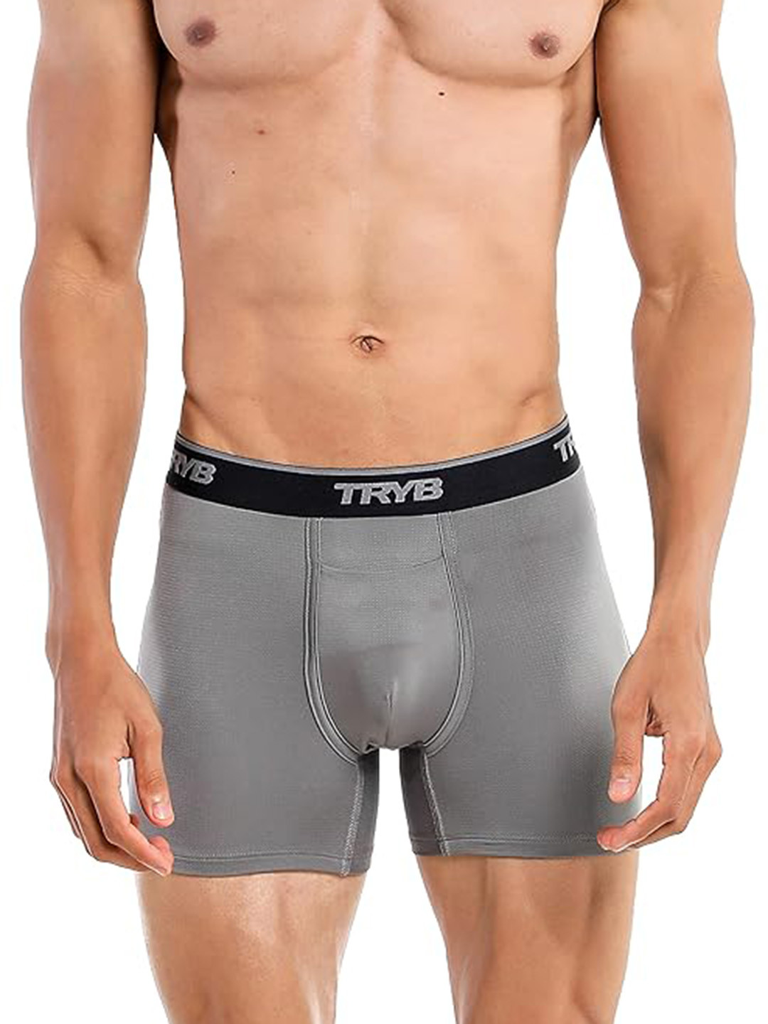 

TRYB Mid-Rise Wrinkle-Resistant Short Trunks TRYB-Pro-Sq cut Trunk-Grey-S