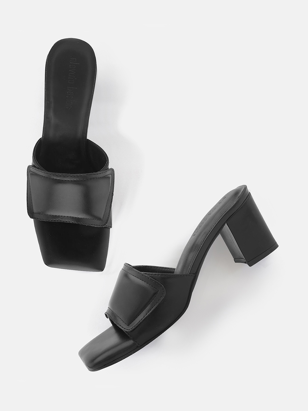 

Elevato Basics Women Open Toe Block Heels, Black