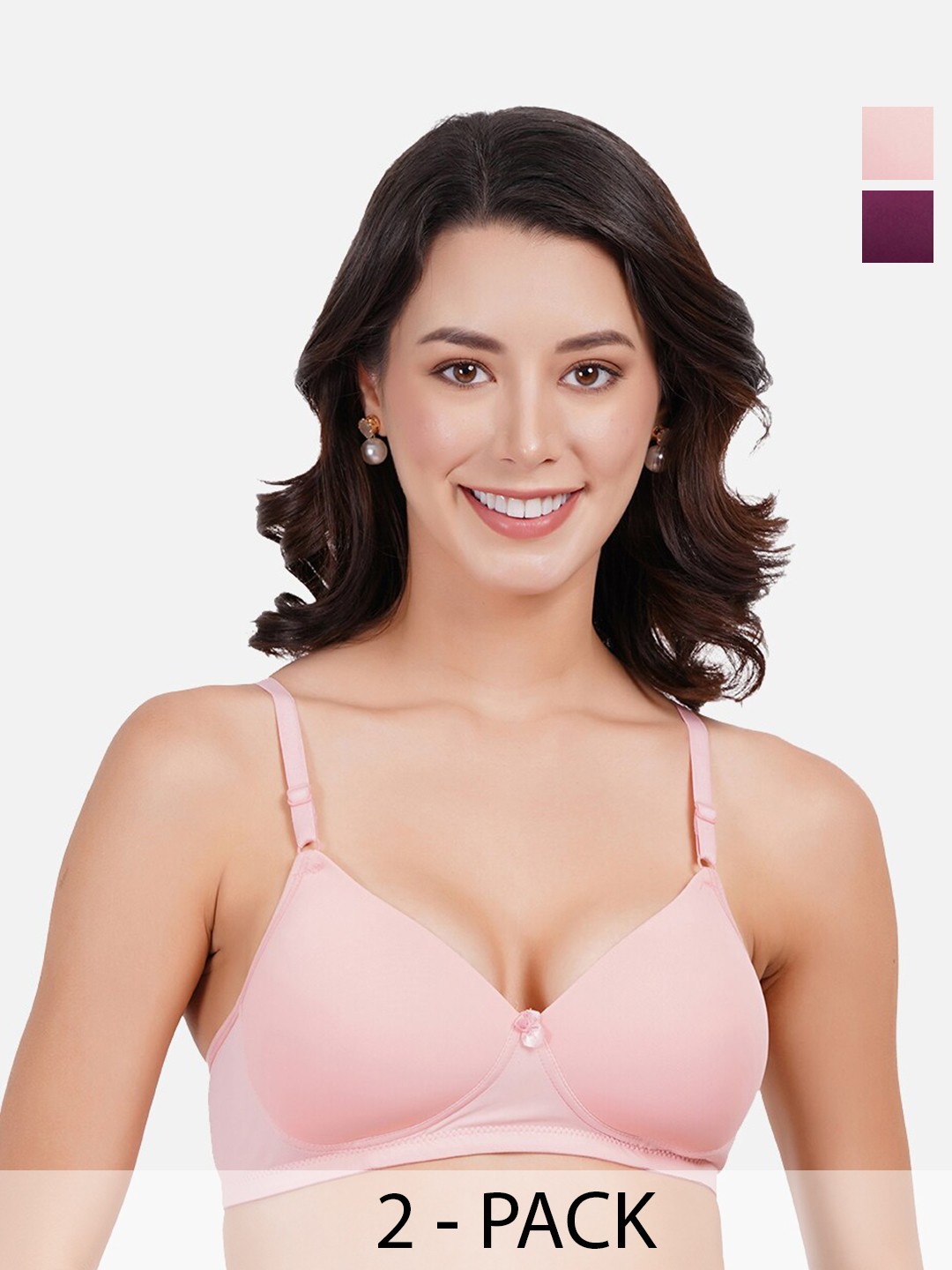 

FIMS Pack of 2 Full Coverage Lightly Padded Everyday Bra With All Day Comfort, Beige