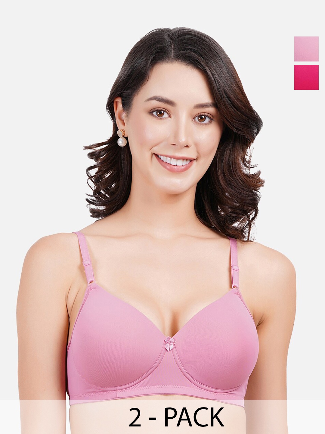 

FIMS Pack of 2 All Day Comfort Everyday Bra - Full Coverage Lightly Padded, Peach