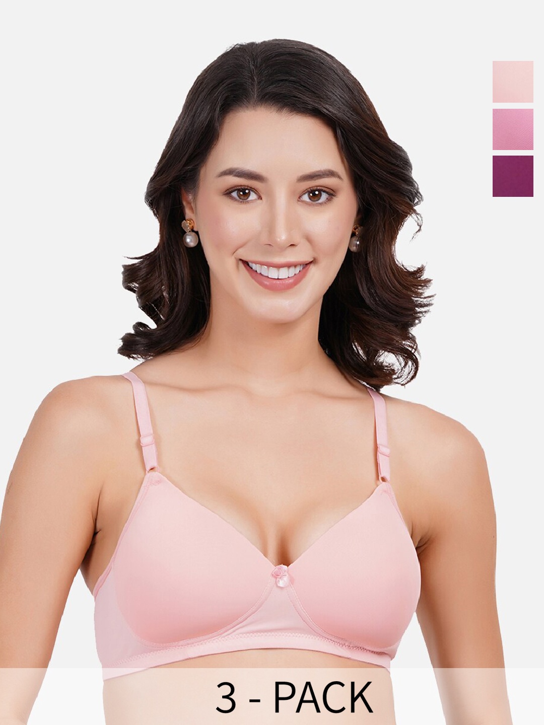 

FIMS Pack Of 3 Full Coverage Lightly Padded Everyday Bra - All Day Comfort, Beige